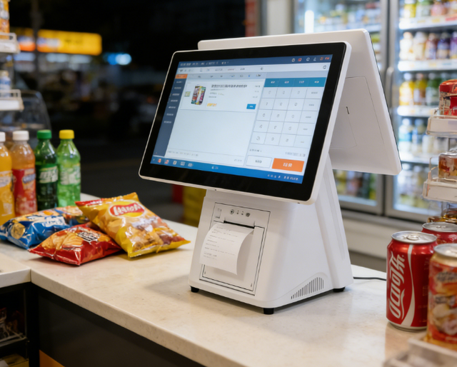 15.6inch Dual-screen POS Machine with Android or Windows, All-in-one Suitable for Restaurant Cashier Systems
