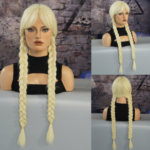Blonde <span class=keywords><strong>mercredi</strong></span> <span class=keywords><strong>Addams</strong></span> <span class=keywords><strong>perruque</strong></span> femmes longue tressée <span class=keywords><strong>mercredi</strong></span> <span class=keywords><strong>Addams</strong></span> Costume <span class=keywords><strong>perruque</strong></span> avec frange <span class=keywords><strong>Addams</strong></span> famille Cosplay perruques pour Halloween - Product Image 2