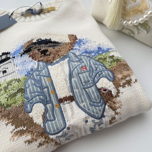 เสื้อสเวตเตอร์คอกลม RL/Sweep Size 25 Years Bear รุ่นใหม่ประจำฤดูใบไม้ร่วง/ฤดูหนาว ผ้าฝ้าย 100% ปักลายการ์ตูนอย่างดีสำหรับผู้ชายและผู้หญิง - Product Image 3