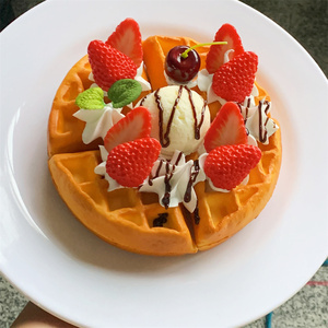Waffle Fruit Cream Dessert Golden Crispy Waffle Delicious Story Strawberry Blueberry Banana Afternoon Tea Enjoy Leisure Time Joy - Product Image 5