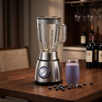 Mixeur de Table Électrique de Luxe 6 Lames 5 Vitesses avec Bol en Verre Silencieux pour Broyer la Glace et Préparer les Smoothies, Idéal pour Hôtels et Usage Domestique