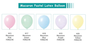 Ballons en latex de 12 pouces, couleurs macaron, décoration de fête d'anniversaire, couleurs pastel, jaune, bleu, violet, rose, vert - Product Image 2