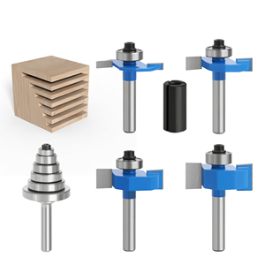 LAVIE 6-Piece Ball Bearing Adjustable T Slot <b>Router</b> <b>Bit</b> <b>Set</b> 1/4 Inch Shank Tungsten Carbide Woodworking Cutter - Product Image 1