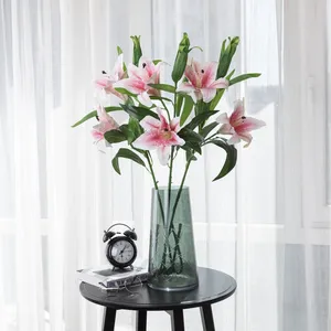 Hot Sales Artificial Flower Multiple Colors Plastic Lily 2 Blossom Heads Decorative Flowers and Plants HQW31579