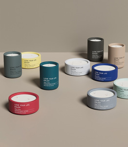 Conteneur de bougie vide avec logo personnalisé, pot à bougie en céramique, couleur jaune, bleu, rouge - Product Image 2