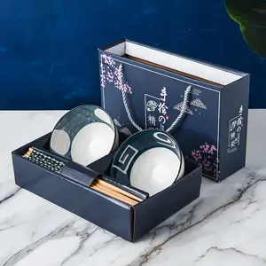 Großhandel Benutzer definierte Keramik schale Essstäbchen Geschenks ets Japanische Keramik schale Set