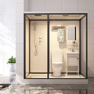 Lusso prefabbricato per bagno baccelli porta scorrevole tutto in un unico bagno set con soffione doccia e servizi igienici