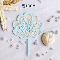 2025 nuevo estilo acrílico océano serie niñas pastel decoración pulpo caballito de mar Concha algas pastel Topper Baby Shower ornamento