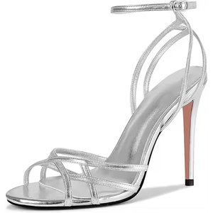<span class=keywords><strong>Sandali</strong></span> da Donna Personalizzati con Punta Rotonda e Cinturino alla Caviglia, in Pelle Verniciata Nera, con <span class=keywords><strong>Tacco</strong></span> Alto <span class=keywords><strong>Sottile</strong></span> - Product Image 2