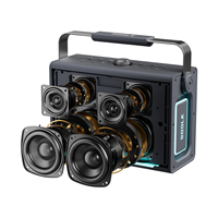 Mesin Karaoke SODLK S1117 200W Speaker Portabel Tahan Air IPX6 dengan 2 Mikrofon Nirkabel Mendukung TWS/Kartu TF/USB/AUX/Live
