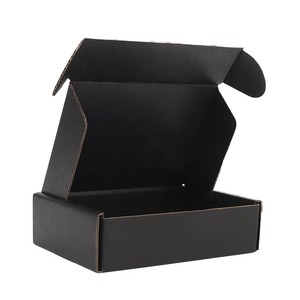 Caja de Cartón Corrugado Rectangular Negra con Diseño de Tapa Abierta - Product Image 1