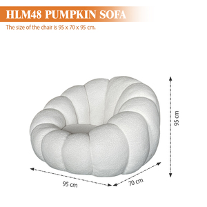 Fauteuil de loisirs HLM48 en tissu bouclé blanc nordique de qualité supérieure, canapé rond pivotant, chaise citrouille pour salon et chambre à coucher, ensembles de canapés - Product Image 3