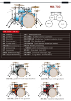 5 Parçalı Davul Seti Trampet, Floor Tom, Kick Davul, 4 Zil, Zil Standı ve Davul Taburesi ile