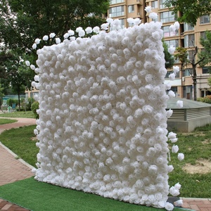 ผนังดอกไม้ผ้าไหมสำหรับงานแต่งงาน ขายส่ง ผนังดอกกุหลาบสีขาวขนาดใหญ่สำหรับตกแต่งงานแต่งงาน ผนังดอกไม้กุหลาบผ้าไหมเทียม ลดราคา - Product Image 4