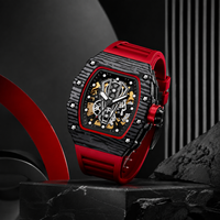 Reloj Mecánico de Lujo Automático con Tourbillon, Esqueleto Luminoso de 44 mm, con Correa de Silicona para Hombre, Deportivo y a la Moda