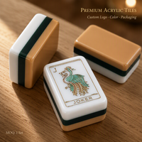 YUN YANG Ubin Mahjong Akrilik Mewah Motif Naga Phoenix Warna Kuning Jahe Oranye Butterscotch Ramah Lingkungan dengan Alas Cetak Amerika