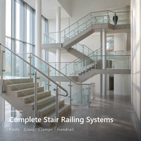 Ensemble de garde-corps en verre pour escalier moderne |   Rampe de balcon |   Poteau SS304/316 |   Commande en gros OEM |    Directement de l'usine