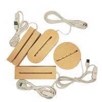 ANNXIN Lot de 4 supports de lampe LED en bois (ronds, ovales, rectangulaires) alimentés par USB pour affichage 3D sur plaque acrylique – Vente en gros