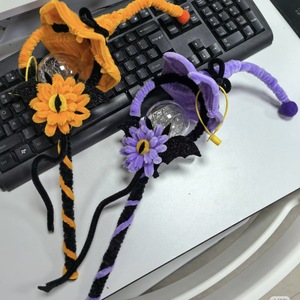Halloween Witch <b>Magic</b> Wand DIY Chenille Stem <b>Kit</b> With Warm LED Light Bat Eye Wand Craft Set Halloween Party Gift - Product Image 2