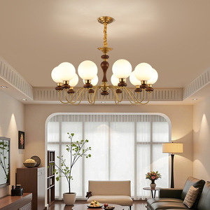 Lámpara de Techo Estilo Chino para Sala de Estar, con Múltiples Cabezales LED, Fuente de Luz E27, Control por Interruptor, Redonda, Decoración para el Hogar - Product Image 2