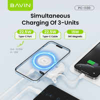 BAVIN PC1130 20000mah 22.5W Travel 15W Fast Wireless Charging Power Bank avec câble de chargeur de type C