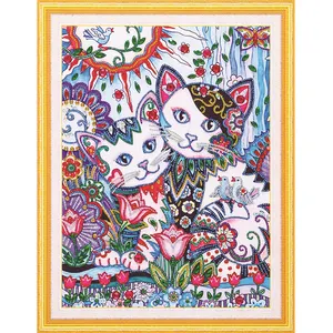 Fábrica personalizada Diy pintura por número Gatos e flores pintar por números na tela Home Art Decor pintura por números para adultos