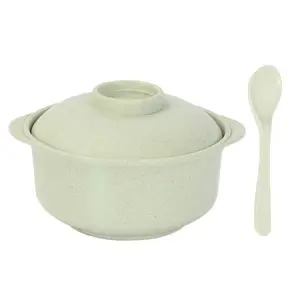 Factory Direct Dinnerware Sets Wheat Straw Tableware Including Insulated Soup Pot Bowl with Lid Spoon