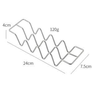 Soporte de <span class=keywords><strong>taco</strong></span> doblado de alambre de acero inoxidable moderno de alta calidad, plato de tortitas rectangular de concha múltiple, bodas, fiestas, hoteles, comida - Product Image 6