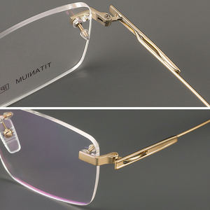 Jiojewカスタム医療処方レンズメンズビジネススタイル超軽量チタンリムレス眼鏡光学フレーム眼鏡 - Product Image 3