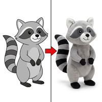Adorable Peluche Decorativo de Mapache del Bosque con Cola Anillada, Personalizado a Partir de un Diseño Original de Personaje de Vida Silvestre del Comprador