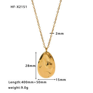 Collier Pendentif Irrégulier en Acier Inoxydable Plaqué Or 18K Style Rétro Français Classique, Concave <span class=keywords><strong>Convexe</strong></span> Effet Lave, pour Femme, Anniversaire - Product Image 2