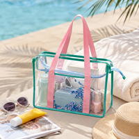 Sacs de plage transparents en PVC, sacs fourre-tout imperméables avec fermeture éclair, sacs de piscine réutilisables pour l'été, vente en gros, logo personnalisé, sacs OEM en vrac