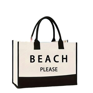 Sac de plage personnalisé en gros, nouveau design 2024, grand sac fourre-tout en toile imperméable et anti-sable pour femme, été - Product Image 1