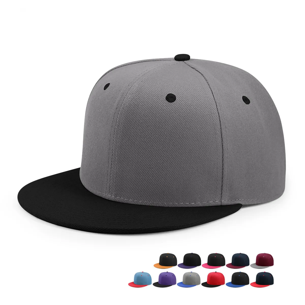Promotion High Quality Solid Color Style Hip Hop Basketball Caps Fitted Cap Flat Brim Plain Custom Snapback Hat