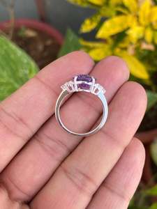 Oval Amethyst Sterling Silver <b>Ring</b> Natural Gemstone Engagement <b>Ring</b> Fine Jewelry - Product Image 3