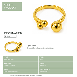 Anillo Moderno Chapado en Oro con Tres Bolas Graduadas, Joyería Unisex para Uso Diario - Product Image 2