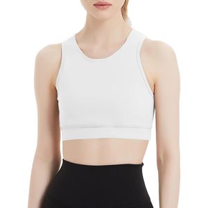 Sujetador deportivo FOXA para mujer, top de entrenamiento con espalda cruzada y soporte, color blanco - Product Image 3