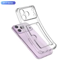 Casing Handphone Akrilik Kristal Transparan dengan Tempat Kartu untuk iPhone 17 16 Pro Max, Dompet Kartu Handphone