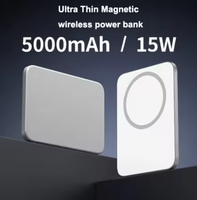 Banque d'alimentation sans fil magnétique ultra-mince originale mi 5000mAh 15W sans fil 22.5W PD Chargeur portable Argent Blanc