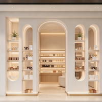 Aménagement intérieur de boutique de parfums de luxe, présentoirs de vente au détail sur mesure, armoire à parfums murale en bois, solution clé en main avec éclairage LED