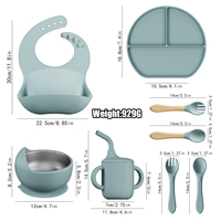 Vaisselle de qualité alimentaire, service de vaisselle, bavoir sans Bpa, assiettes, bols, kit d'alimentation pour enfants, silicone, bébé