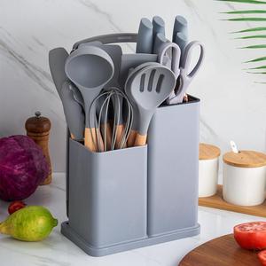 Kitchen Set With Wooden Handle <b>Silicone</b> Kitchenware Set 19 Piece <b>Silicone</b> Kitchenware Set Cooking Knife - Product Image 1