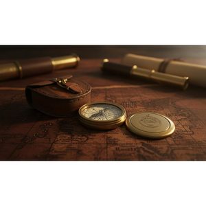 Boussole de poche ALFA NAUTICAL en laiton de 2 pouces, outil de navigation pour la randonnée, utilisation portable en extérieur avec boîte en cuir - Product Image 5