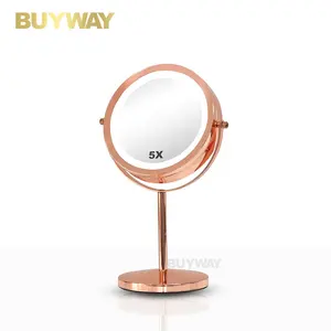 专业圆形发光二极管镜子发光化妆镜3X放大360度美容圆形镜子双面
