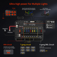 Panneau de commande personnalisé 2880W 120A 12V 24V 9 groupes avec contrôle par application, DRL, clignotant stroboscopique programmable pour 4x4, UTV, fourgonnettes et camions lourds