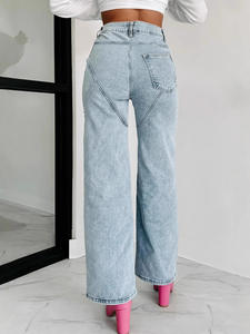 <span class=keywords><strong>Jeans</strong></span> a quattro stagioni in stile Casual da donna con borchie aperte davanti a mano lavate Multi-tascabile alla moda europea americana - Product Image 4