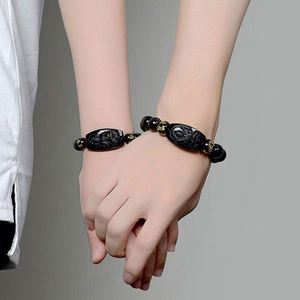 Bracelet en Obsidienne Chinoise 10mm, Bracelet en Obsidienne Noire, Breloques Zodiaque Chinois, Dieu, Bouddha, Protecteur, Bracelet en Cristal pour Hommes - Product Image 5
