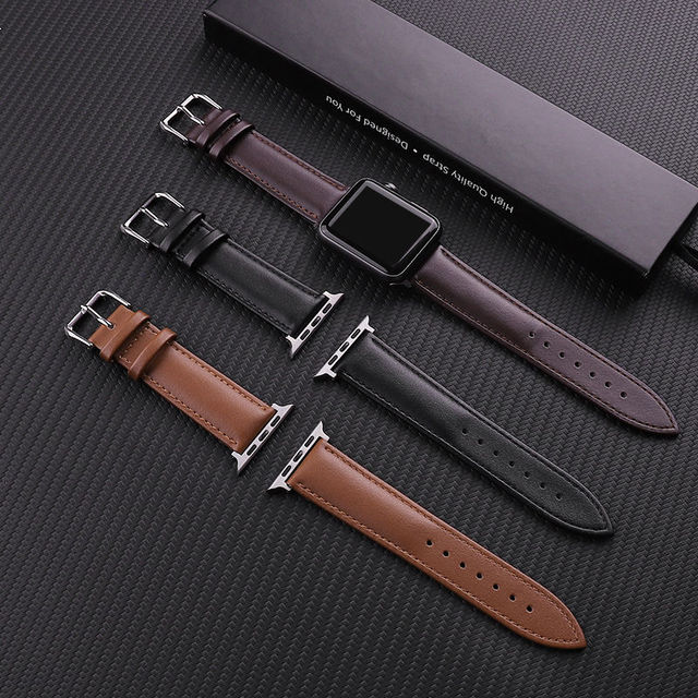 Luxury Design Men Style Correa Girl Genuine Soft Leather Strap Watch Band for Apple IWatch Series SE 3 4 5 6 7 8 Ultra