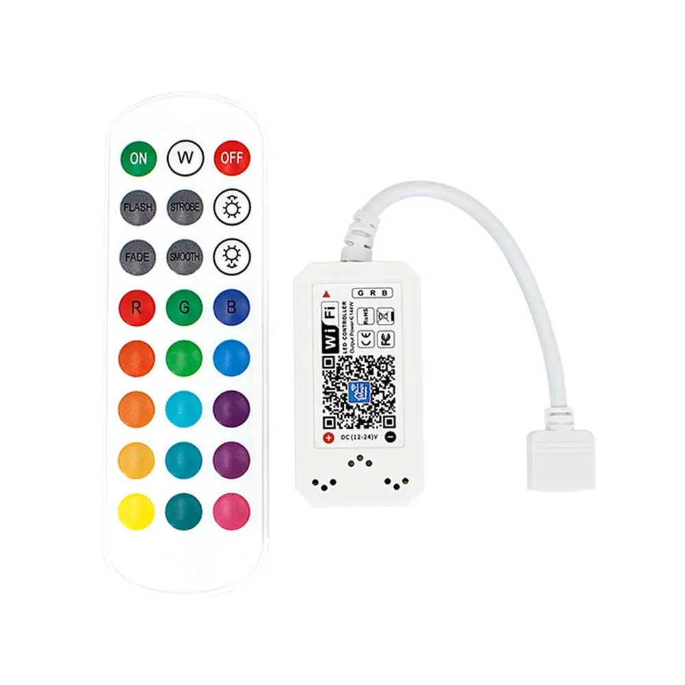 DC12-24V WiFi Pengontrol LED Pintar + Remote untuk Ponsel Strip RGB Alexa Google Magic Home