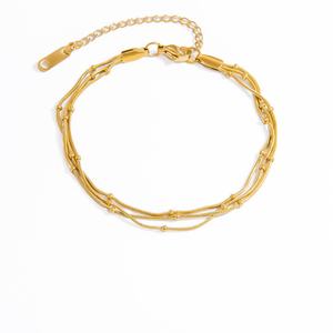 Fashionable 18k Gold Plated Stainless Steel <b>Charm</b> Bracelet Jewelry Women Simple High-End Design Versatile Light Luxury Jewelry - Product Image 5